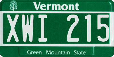 VT license plate XWI215