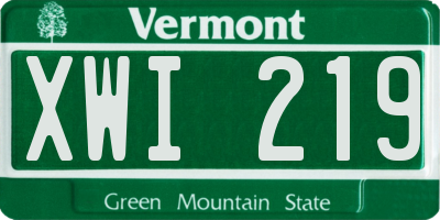 VT license plate XWI219