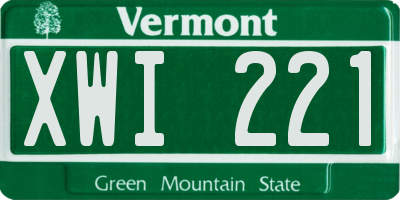VT license plate XWI221