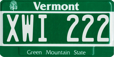 VT license plate XWI222
