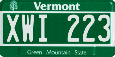 VT license plate XWI223