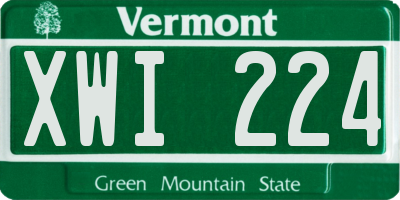 VT license plate XWI224