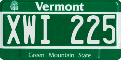 VT license plate XWI225
