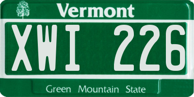 VT license plate XWI226