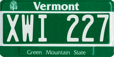 VT license plate XWI227