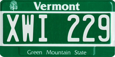 VT license plate XWI229