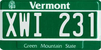 VT license plate XWI231