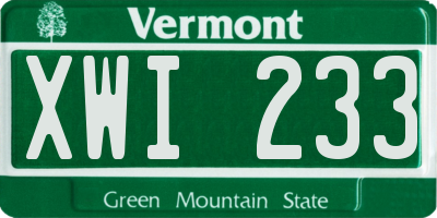 VT license plate XWI233