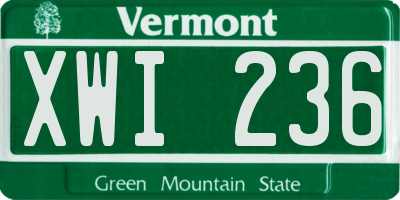 VT license plate XWI236