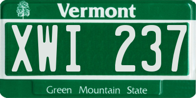 VT license plate XWI237
