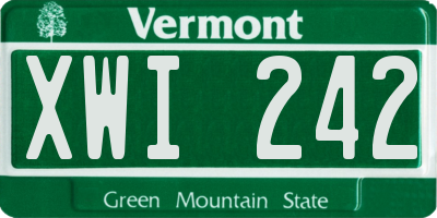 VT license plate XWI242