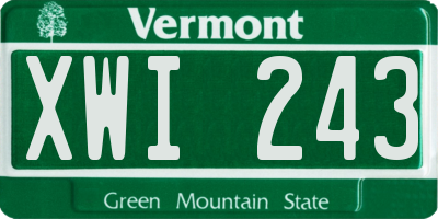 VT license plate XWI243