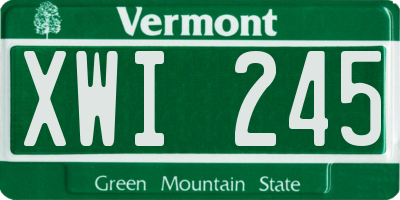VT license plate XWI245