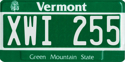 VT license plate XWI255