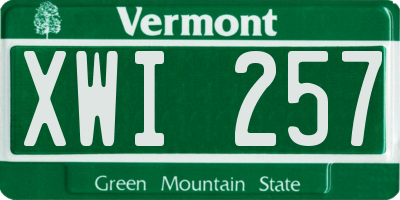 VT license plate XWI257
