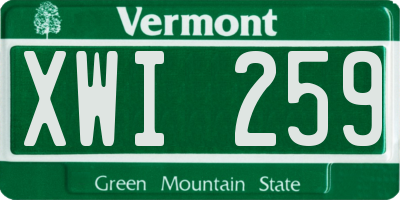 VT license plate XWI259