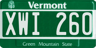 VT license plate XWI260