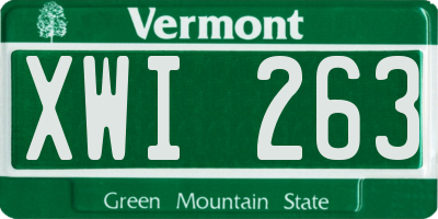 VT license plate XWI263