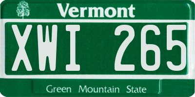VT license plate XWI265