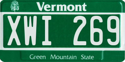 VT license plate XWI269