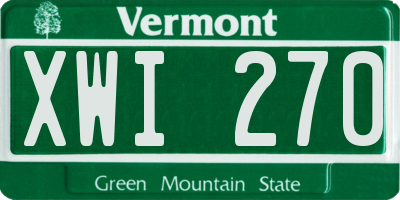 VT license plate XWI270