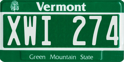 VT license plate XWI274