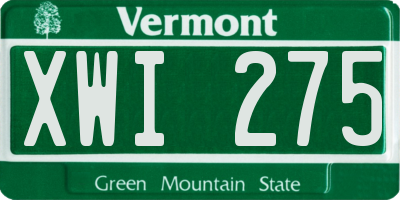 VT license plate XWI275