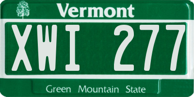 VT license plate XWI277