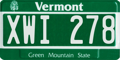 VT license plate XWI278