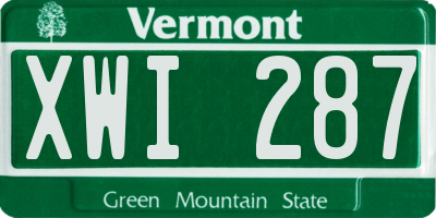 VT license plate XWI287