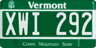 VT license plate XWI292