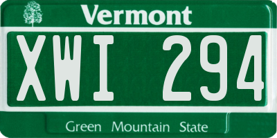 VT license plate XWI294