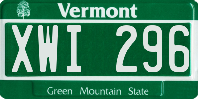 VT license plate XWI296
