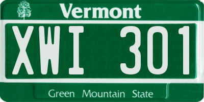 VT license plate XWI301