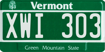 VT license plate XWI303