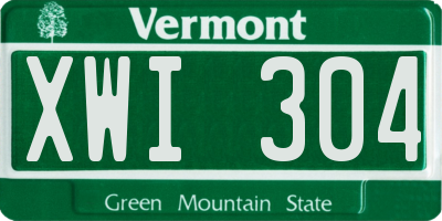 VT license plate XWI304