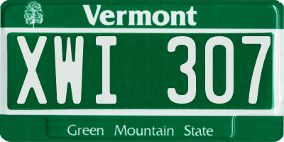 VT license plate XWI307