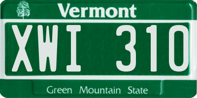 VT license plate XWI310