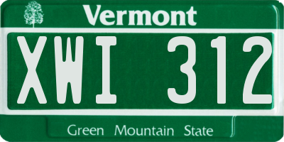 VT license plate XWI312