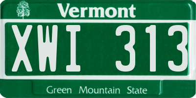 VT license plate XWI313