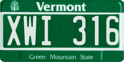 VT license plate XWI316