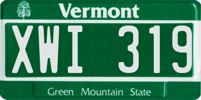 VT license plate XWI319