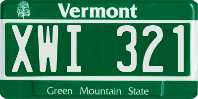 VT license plate XWI321