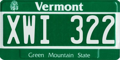 VT license plate XWI322