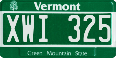VT license plate XWI325
