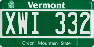 VT license plate XWI332