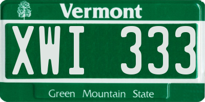 VT license plate XWI333