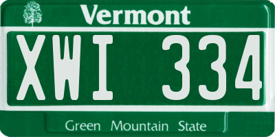 VT license plate XWI334