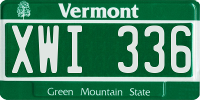 VT license plate XWI336