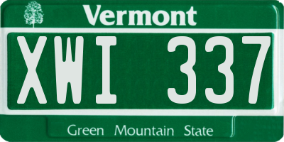 VT license plate XWI337